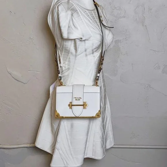 SOLD Prada Cahier Medium White Leather Cross Body Bag - Picture 8 of 8